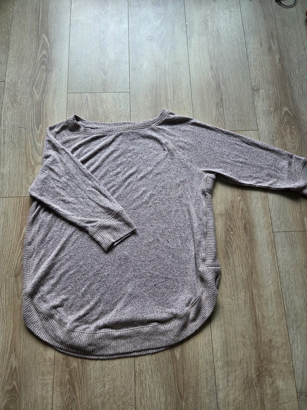 Maurices Light Mauve Relaxed Knit Long-Sleeve Top